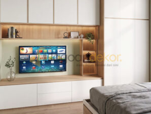 Furniture Interior kamar Backdrop & Kabinet TV - Dipan Blockboard Finishing HPL - Bapak Ridwan