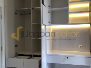 Lemari Set Meja Belajar Simpel Elegan Blockboard Finishing HPL - Ibu Nurul Izzah Fitria