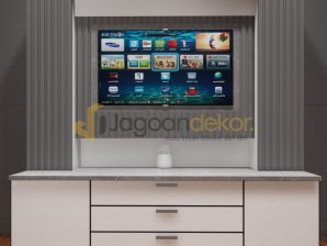 Backdrop TV Elegan Simpel Minimalis Blokcboard Finishing HPL - Ibu Indah