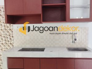 Kitchen Set Kabinet Atas Bawah Single Line Blockboard Finishing HPL - Ibu Alani