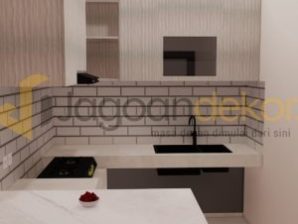 Kitchen Set One Color Include Island Kitchen Blockboard Finishing HPL - Ibu Maryanih