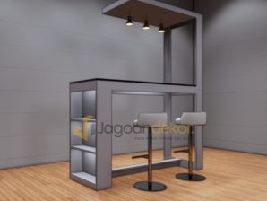 Meja Bar Simpel Elegan Motif Marmer Blockboard Finishing HPL