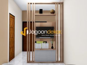 Backdrop TV Modular Partisi Ruangan Blockboard Finishing HPL - Bapak Bagus Surya