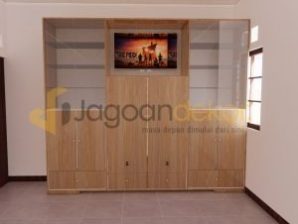 Lemari Kabinet Pajangan Kombinasi Kaca Blockboard Finishing HPL - Bapak Junaidi