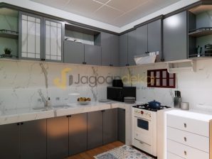 Kitchen Set Letter L Classic Theme Blockboard Finishing HPL - Bapak Junaidi