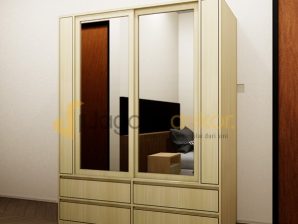 Lemari Sliding Storage Hijab Blockboard Finishing HPL - Ibu Netri Herniati