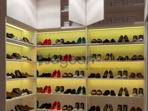 Lemari Wardrobe Kabinet Sepatu Letter L Full Ceiling
