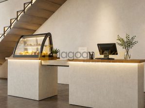 Meja Island Gelato Letter L Modular Bahan Blokmin Finishing HPL - Ibu Marieska