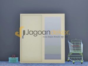 Lemari Kaca Simpel Elegan Premium Kokoh Blockboard Finishing HPL - Bapak Ludy